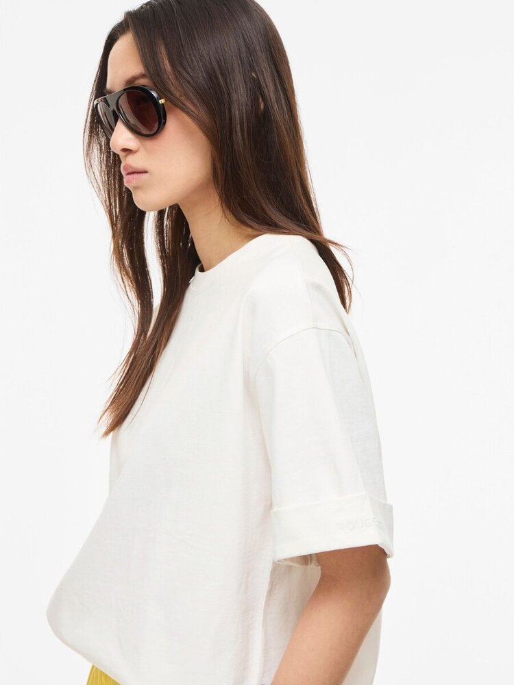 Rouge Edit Naomi Mae 2/4 O-Neck Oversized Tee Cloud Dancer