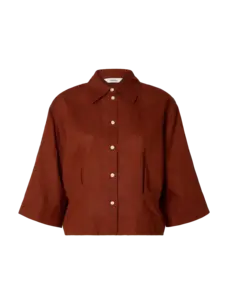 Selected Femme Cleo Regular 3/4 Cropped Shirt B Cherry Mahogany