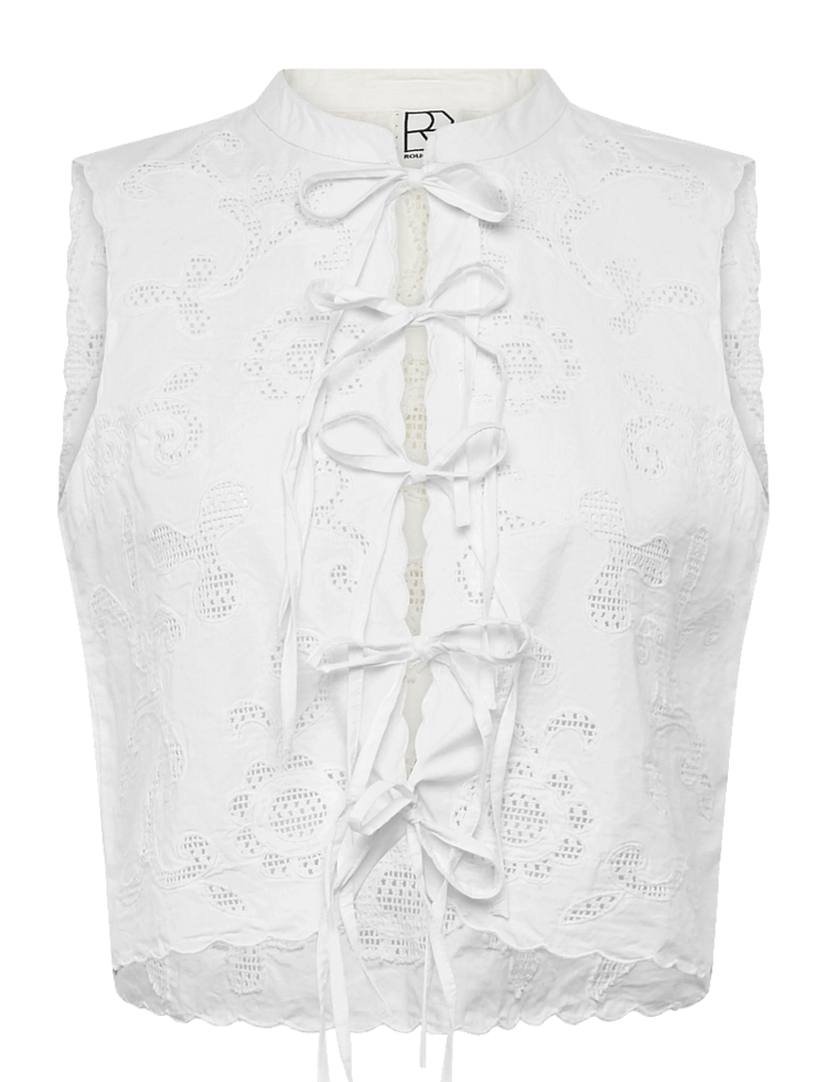 Rouge Edit Ameline S/L China Collar Top/1 Cloud Dancer