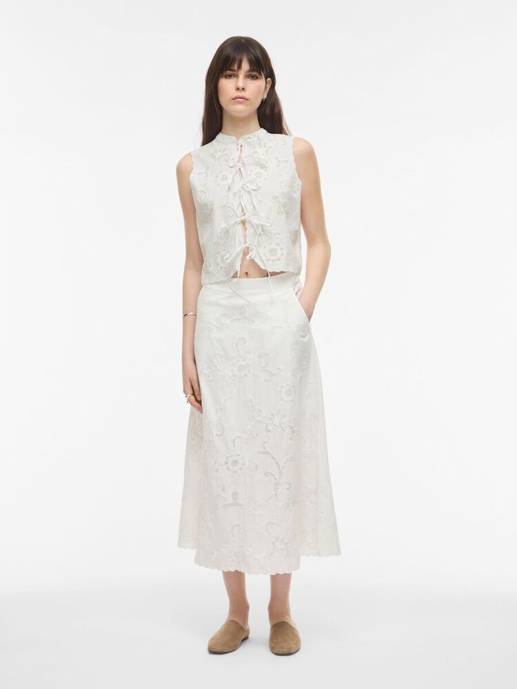 Rouge Edit Ameline S/L China Collar Top/1 Cloud Dancer