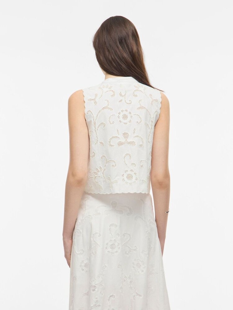 Rouge Edit Ameline S/L China Collar Top/1 Cloud Dancer