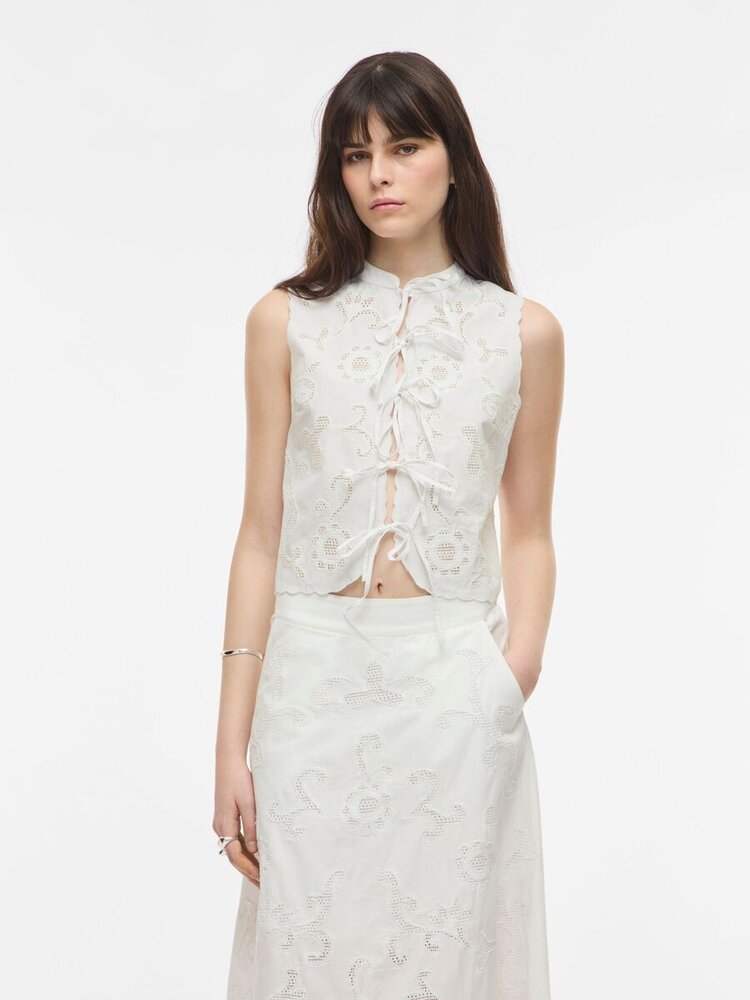 Rouge Edit Ameline S/L China Collar Top/1 Cloud Dancer