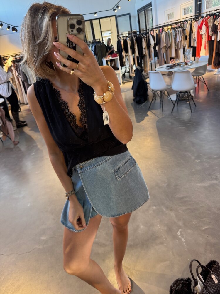 Co'Couture Asjacc Wrap Denim Skort Denim Blue