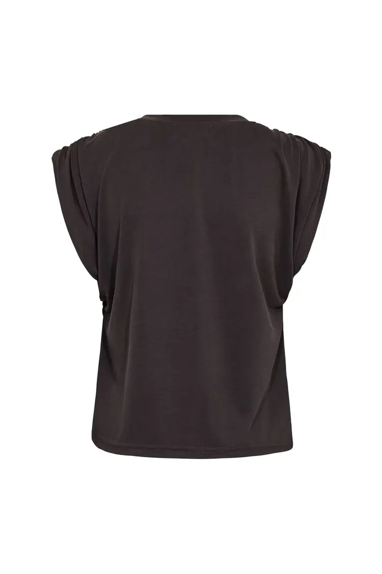 Co'Couture CamillaCC Ruched Shoulder Tee Dark Grey