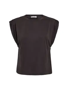 Co'Couture CamillaCC Ruched Shoulder Tee Dark Grey