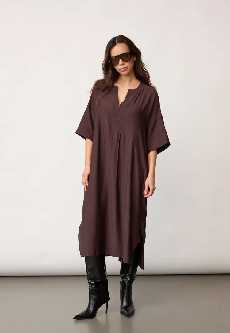 Co'Couture HeraCC Tunic V-Dress Dark Brown