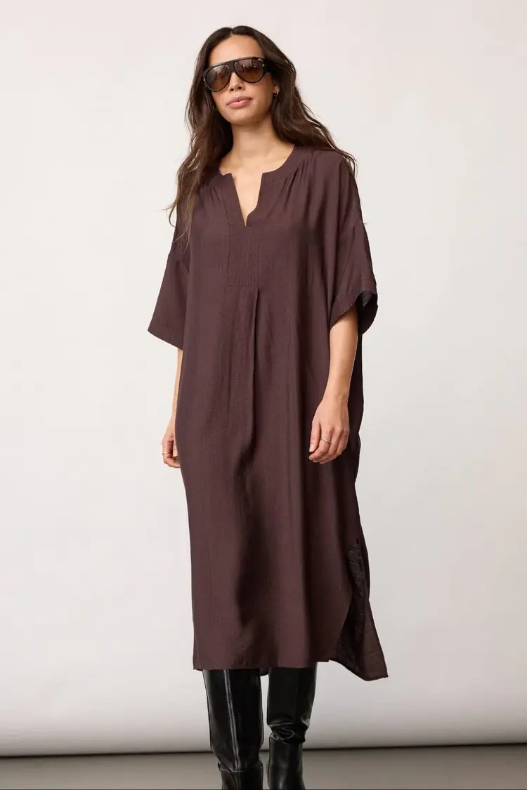 Co'Couture HeraCC Tunic V-Dress Dark Brown
