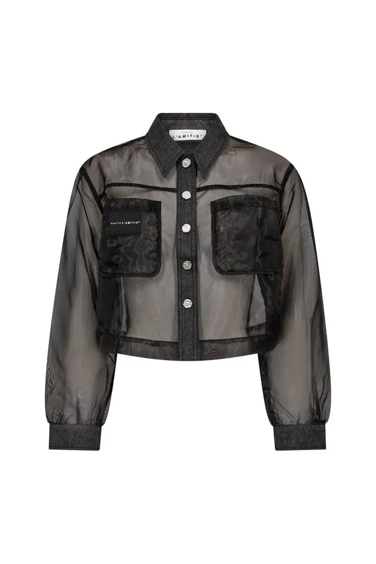 Haute L'Amitié Organza Crop Denim Shirt Black
