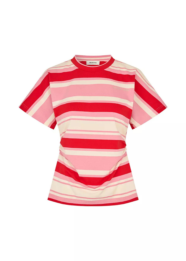Modström UrbanMD Stripe T-Shirt Hibiscus Peach Stripe