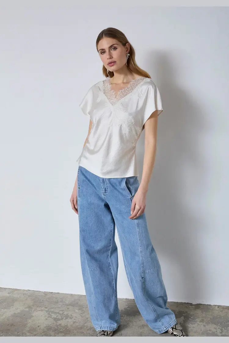 Co'Couture IdunCC Lace SS Blouse off White