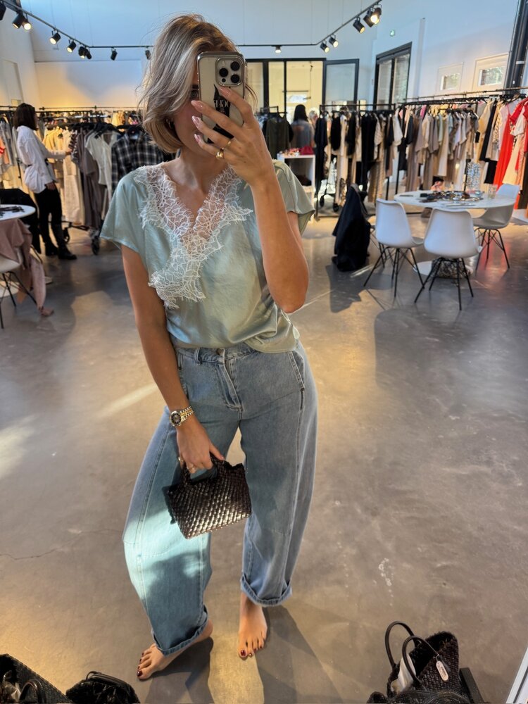 Co'Couture IdunCC Lace SS Blouse Mint