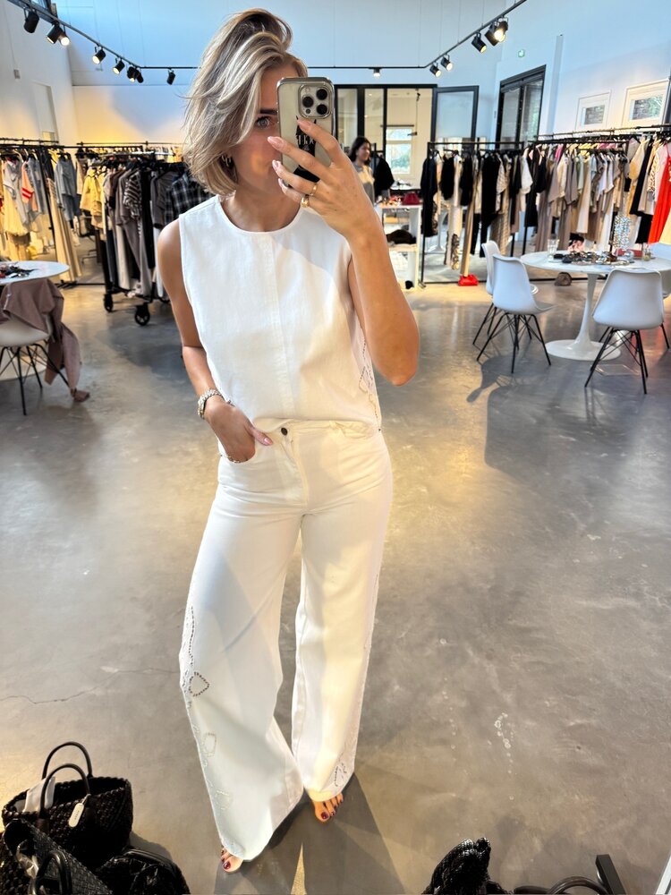 Co'Couture ColetteCC Embroidery Top Off-White