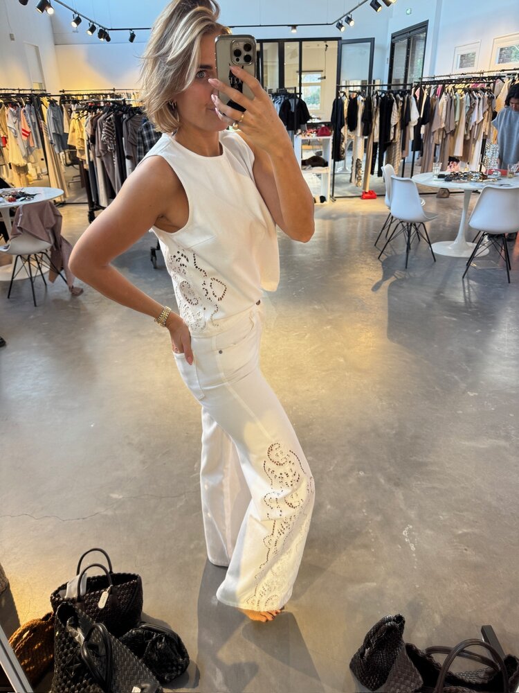 Co'Couture ColetteCC Embroidery LL Pant Off White
