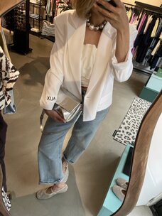 Alix The Label Ladies Wiven Oversized Twill Blazer Soft White