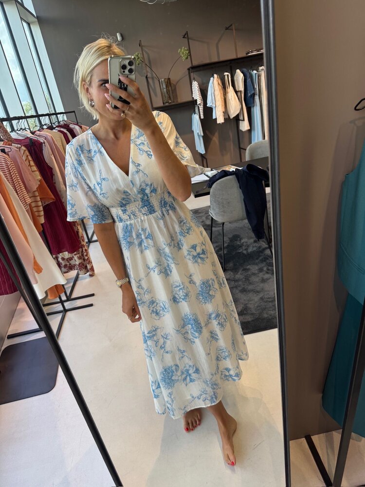 MSCH Evangelia 2/4 Dress Aop M Blue Flower