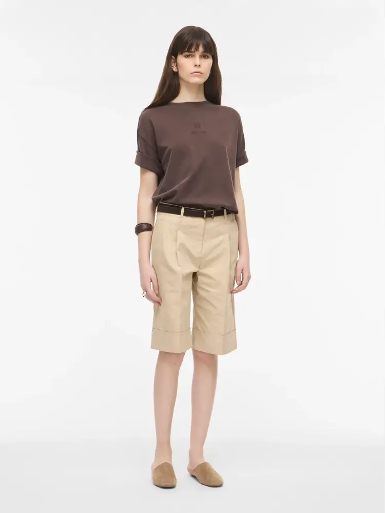 Rouge Edit Sophie 2/4 O-Neck Oversized Tee Seal Brown