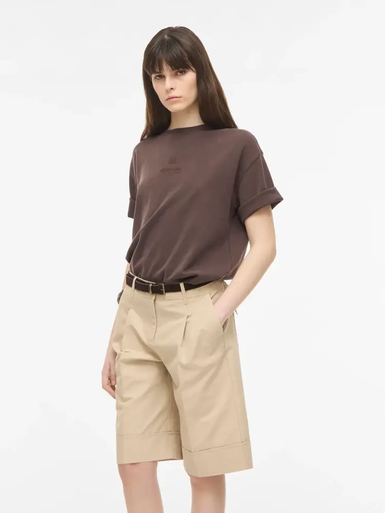 Rouge Edit Sophie 2/4 O-Neck Oversized Tee Seal Brown
