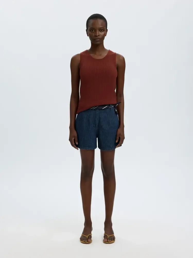 Selected Femme Hanny HW Mini Denim Shorts Dark Blue Denim
