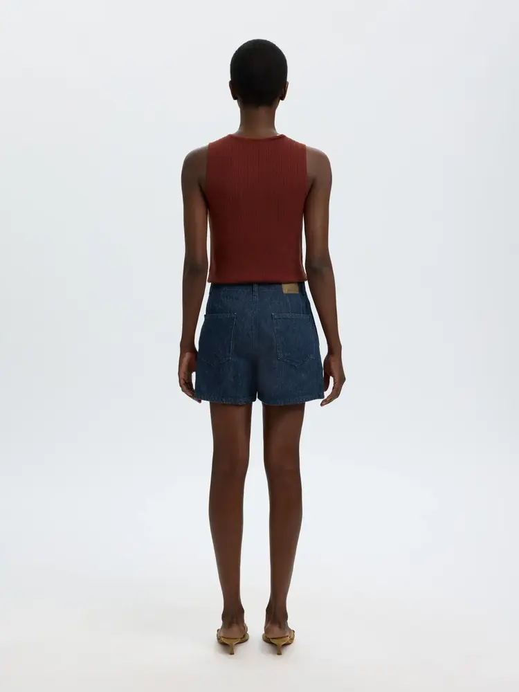 Selected Femme Hanny HW Mini Denim Shorts Dark Blue Denim