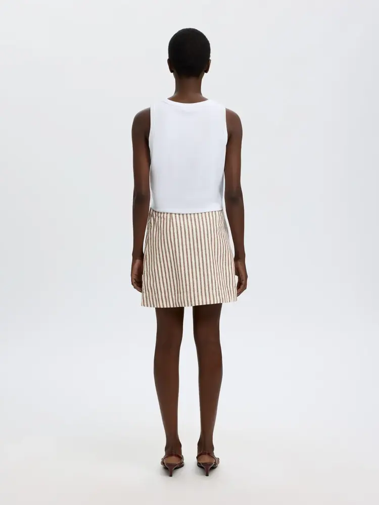 Selected Femme Johanne MW Short Wrap Skirt B Egret/Cherry Mah