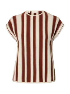 Selected Femme Lina SL Knit O-Neck Birch/Cherry Mah