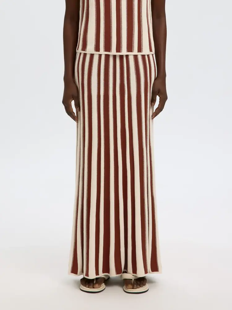 Selected Femme Lina HW Knit Long Skirt Birch/Cherry Mah