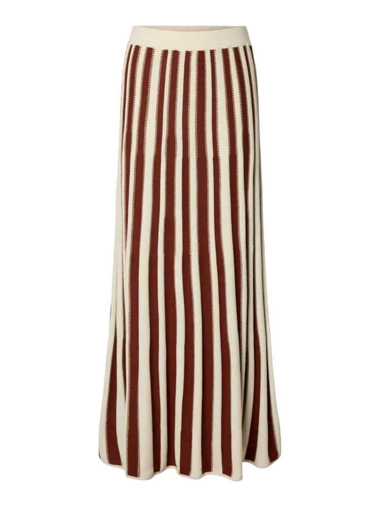 Selected Femme Lina HW Knit Long Skirt Birch/Cherry Mah