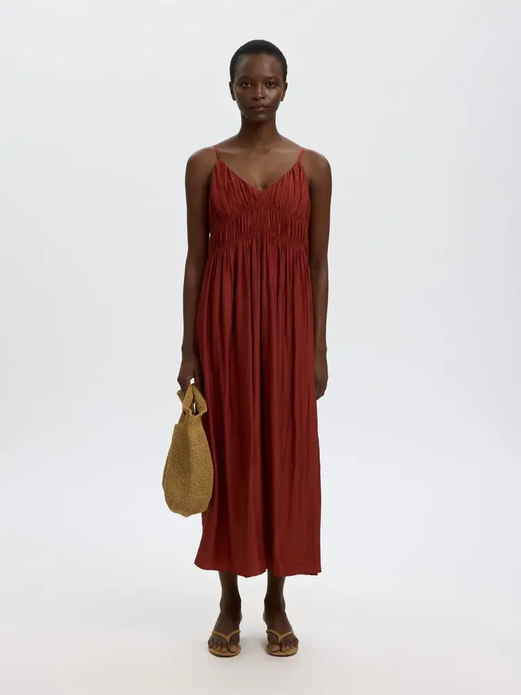 Selected Femme Jackie Regular Strap Ankle Dress B Cherry Mahogany
