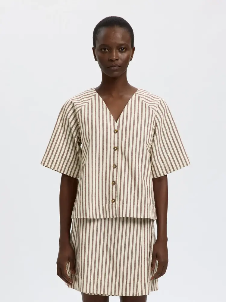 Selected Femme Johanne Relaxed 2/4 Shirt B Egert/Cherry  Mah