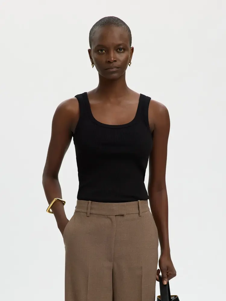 Selected Femme Anna U-Neck Tank Top Noos Black