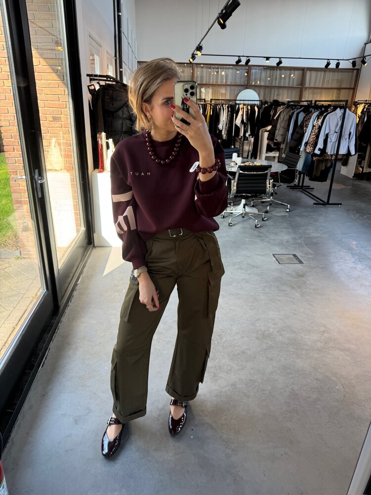 Haute L'Amitié Maxi Split Logo Sweat Wine