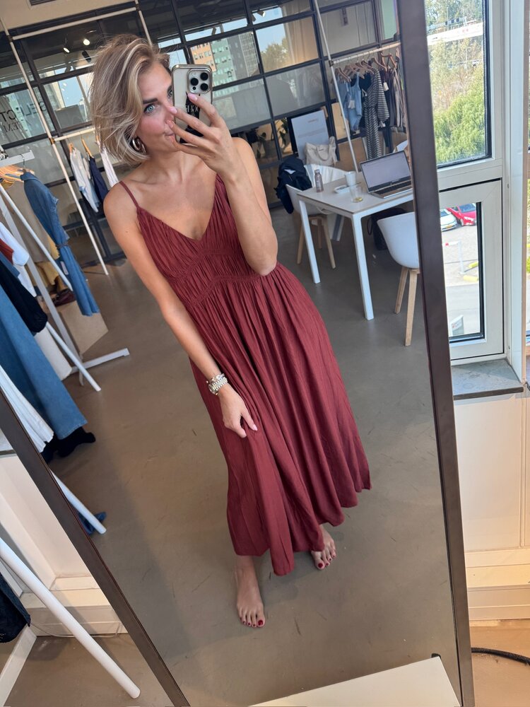 Selected Femme Jackie Regular Strap Ankle Dress B Cherry Mahogany