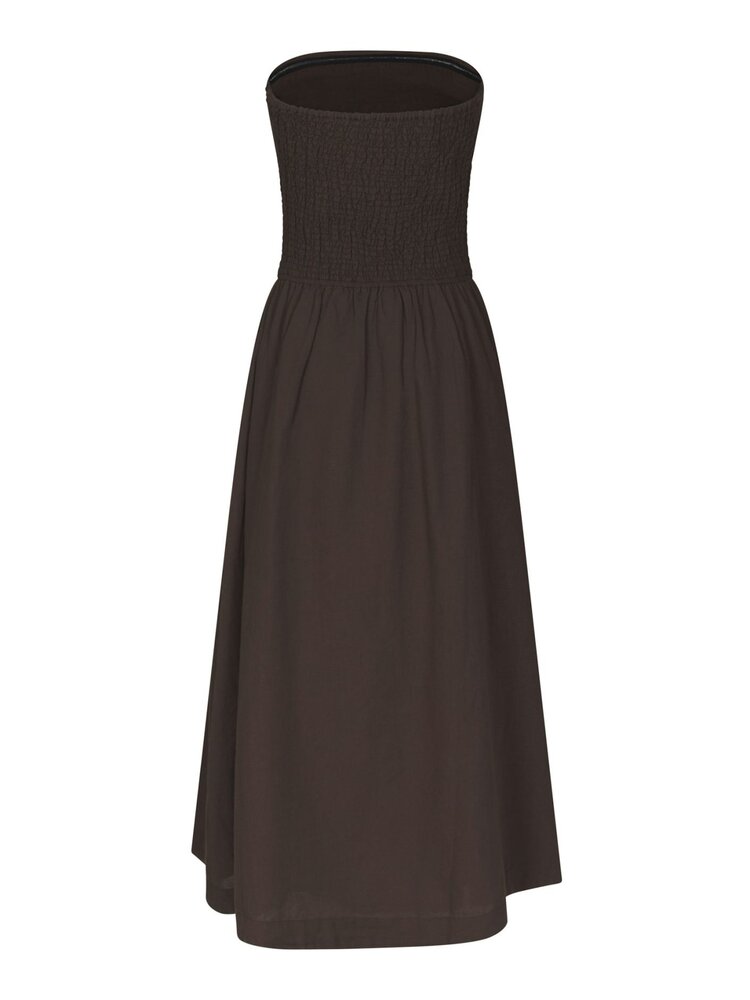 Neo Noir Kima Linen Dress Dark Brown