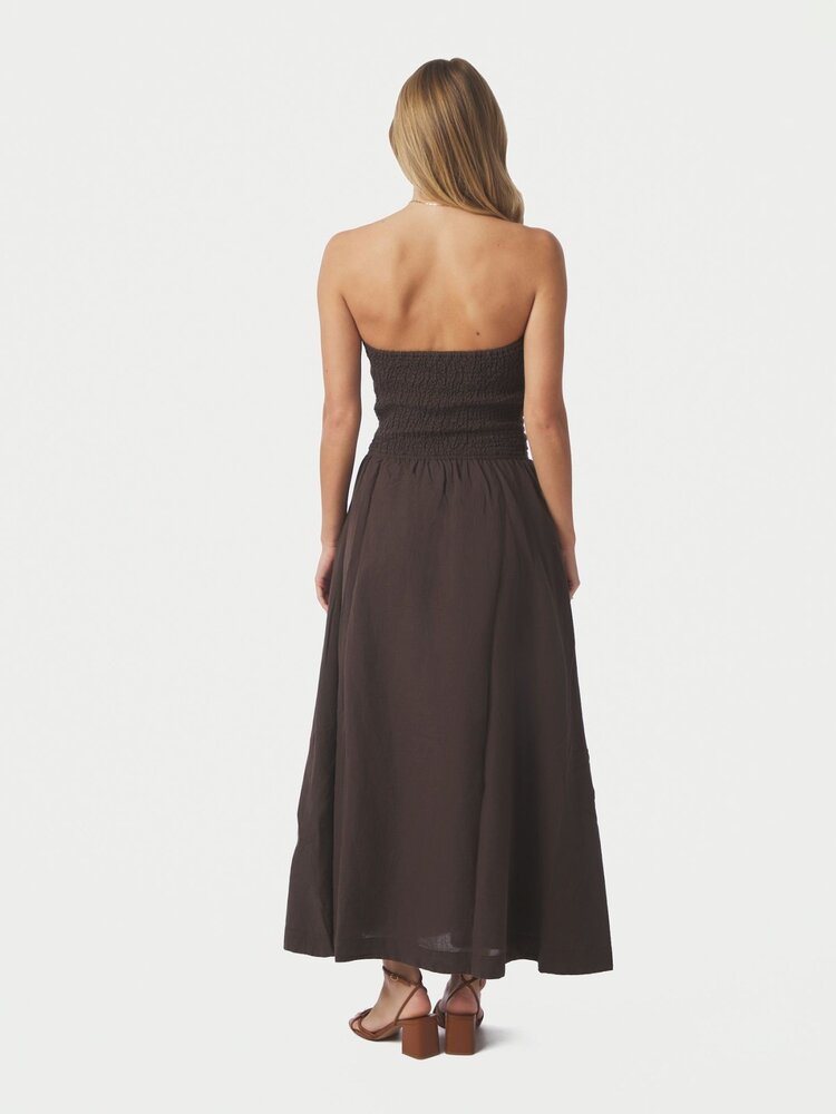 Neo Noir Kima Linen Dress Dark Brown