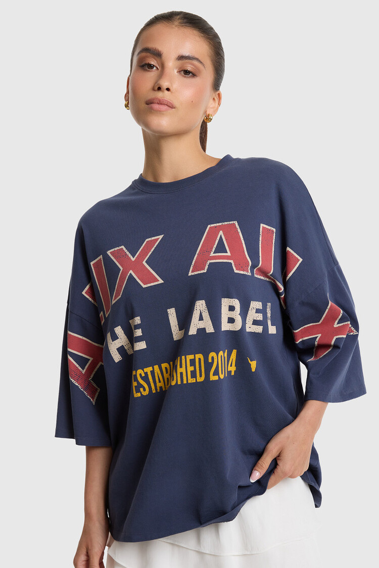 Alix The Label Ladies Knitted Big Alix Alix T-Shirt Navy