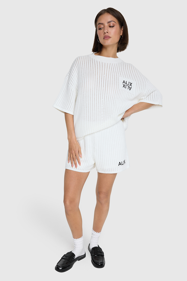 Alix The Label Ladies Knitted Ajour Top Cream