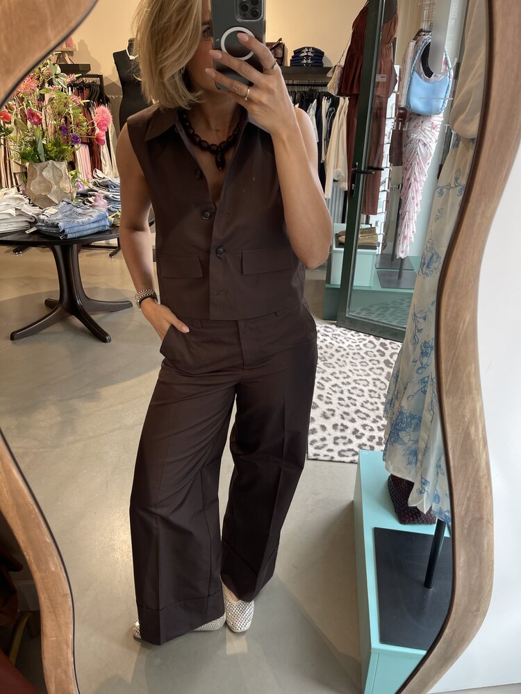 Rouge Edit Fransiska Mia Waistcoat Seal Brown