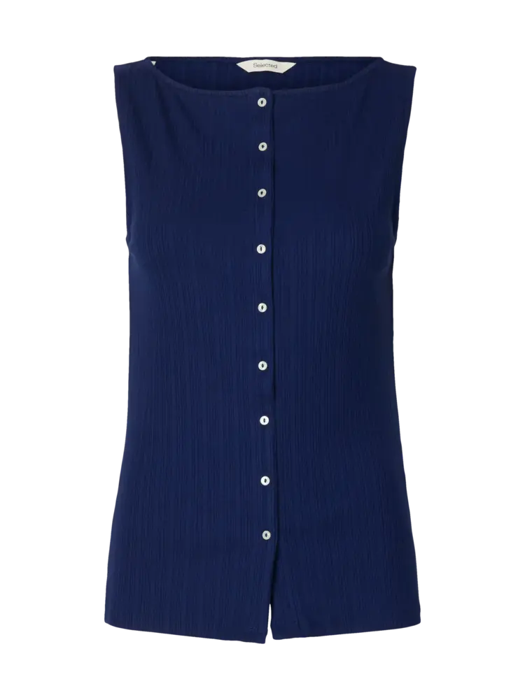 Selected Femme Talia SL Button Top Ocean Cavern