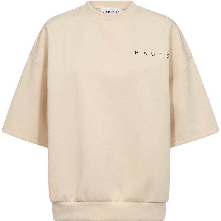 Haute L'Amitié Maxi Spilt SS Logo Sweat Pearl/Black