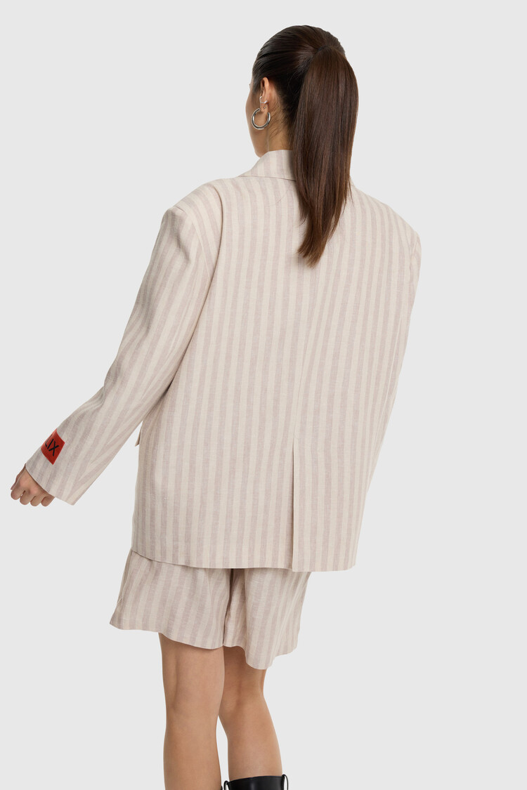 Alix The Label Ladies Woven Striped Bermuda Shorts Sand