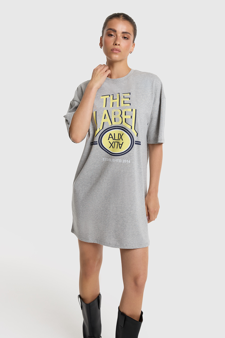 Alix The Label Ladies Knitted The Label T-Shirt Dress Soft Grey Melange