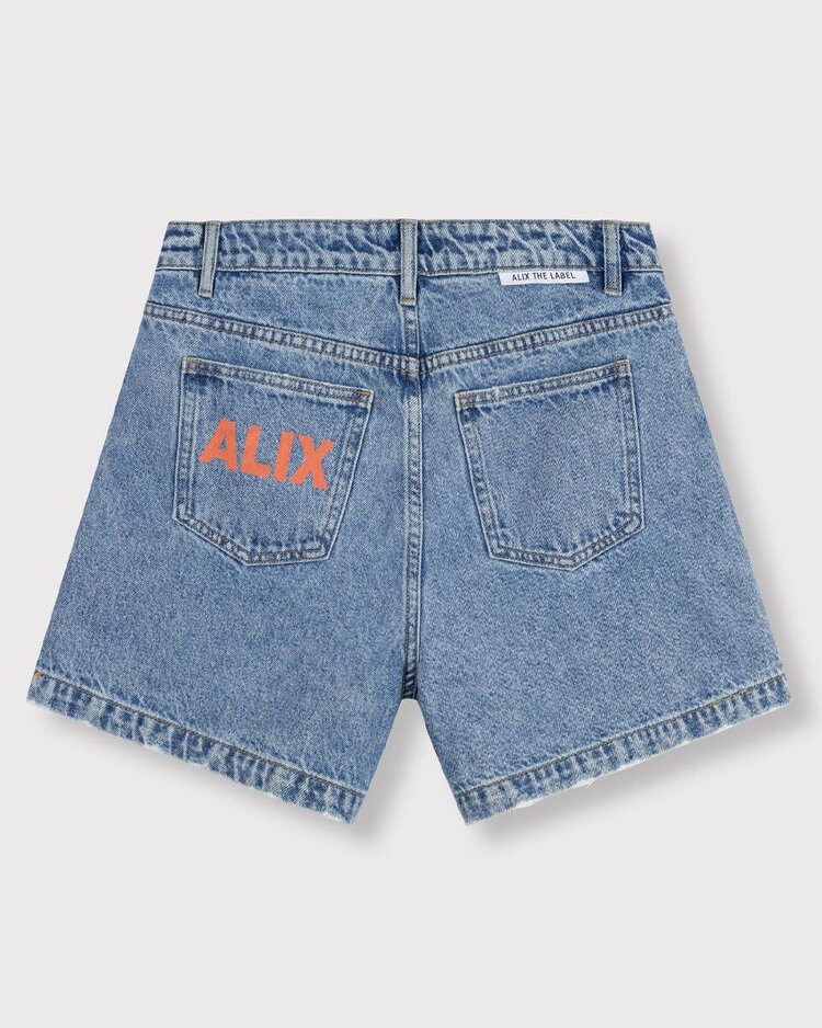 Alix The Label Ladies Woven Bermuda Denim Shorts Denim Blue