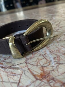 Elvy Suede Darkbrown/Gold