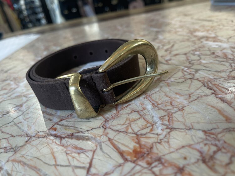 Elvy Suede Darkbrown/Gold