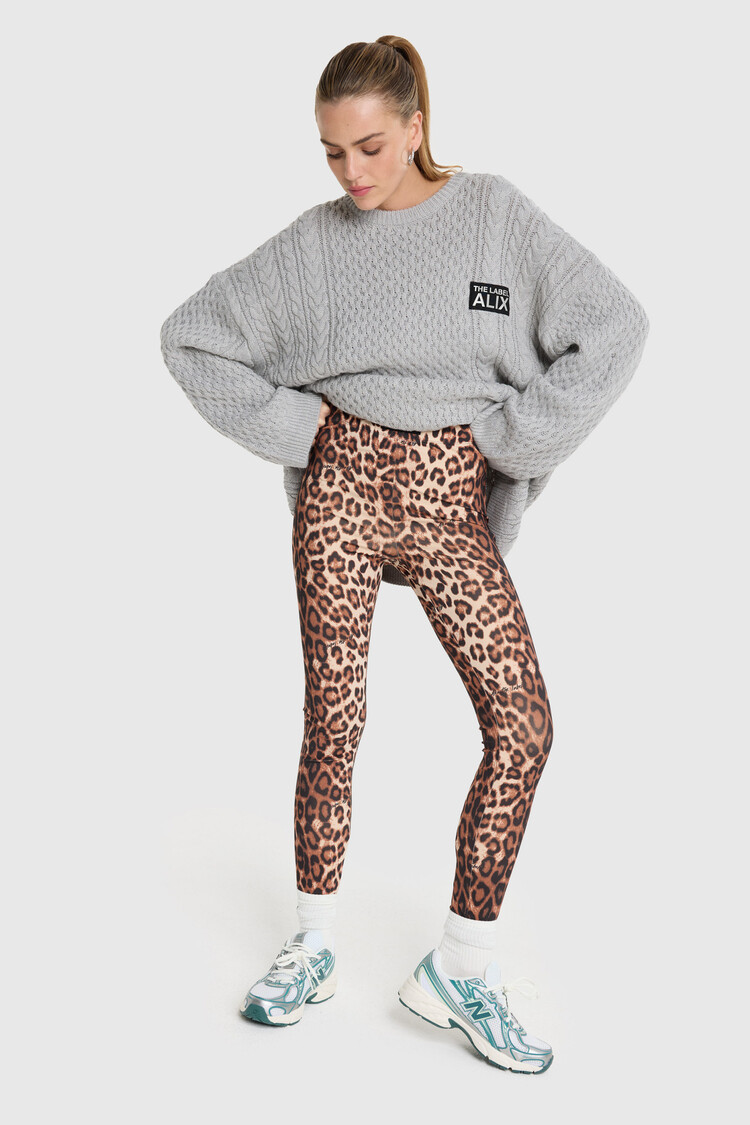 Alix The Label Ladies Knitted Leopard Legging Animal