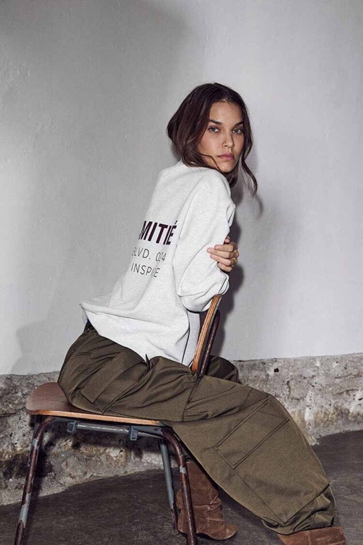 Haute L'Amitié Black Print Studio Sweat Pearl Melange