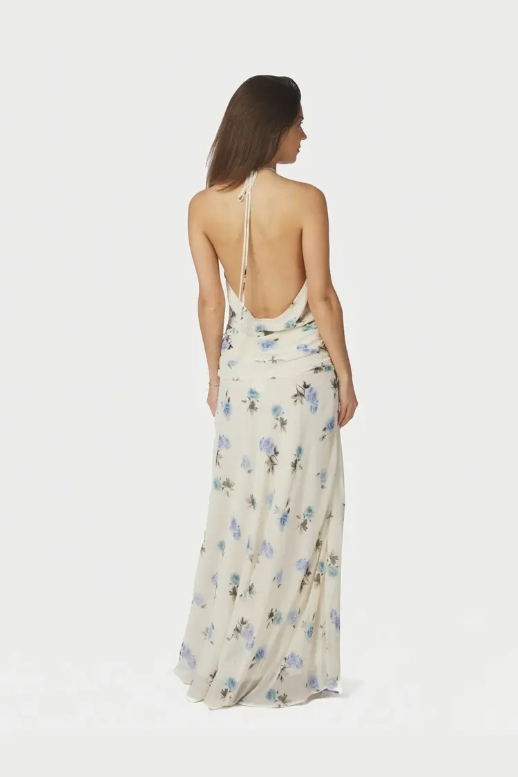Neo Noir Gabina Faded Flower Dress Light Blue Floral