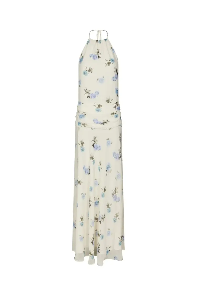 Neo Noir Gabina Faded Flower Dress Light Blue Floral