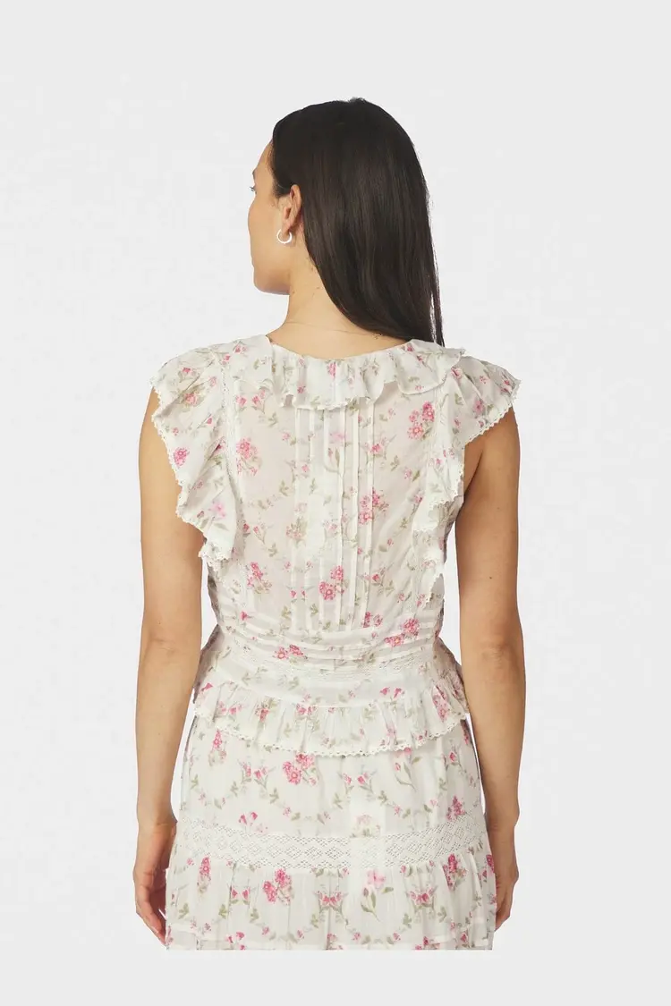 Neo Noir Netails Spring Flower Top Off White