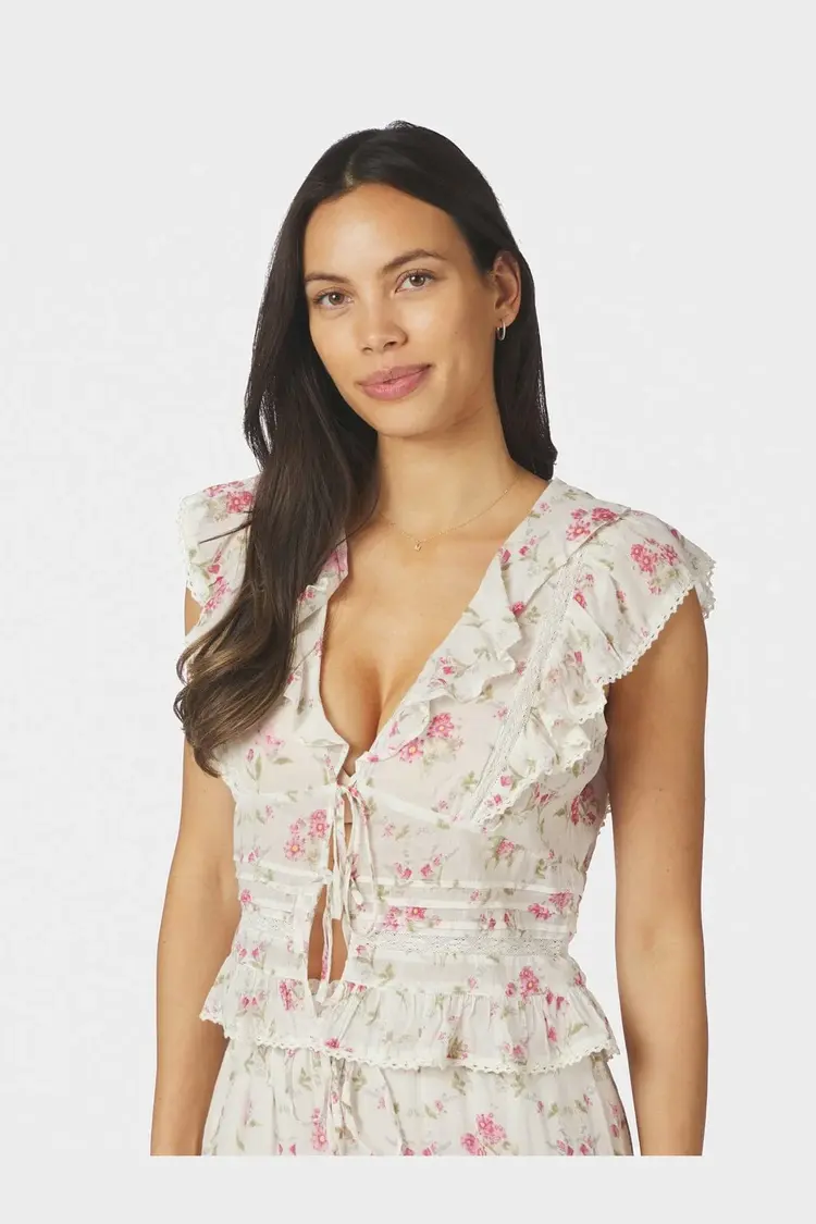 Neo Noir Netails Spring Flower Top Off White